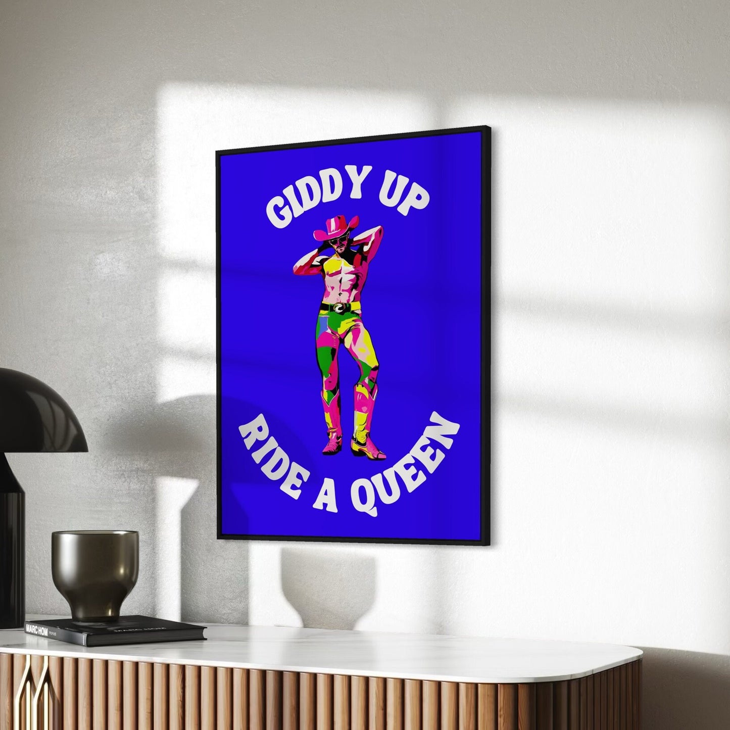 Giddy Up, Ride a Queen LGBTQ Cowboy Art Print | Bold Pride Poster | Colourful Queer Art | Unframed Premium Matte Paper Wall Decor