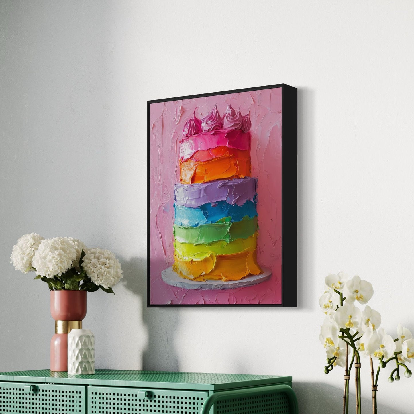 Layers of Pride Rainbow Cake Art Print | Colourful Queer Art for LGBTQ+ Celebration | Unframed Matte Premium Wall Art | Pride Decor