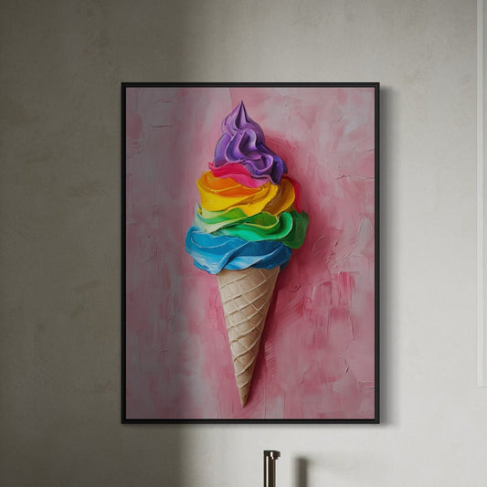 Pride Ice Cream Art Print, Rainbow LGBTQ Art, Queer Home Decor, Colourful Ice Cream Poster, LGBTQ Wall Art, Pride Gift Idea