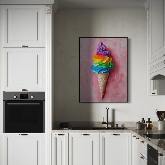 Pride Ice Cream Art Print, Rainbow LGBTQ Art, Queer Home Decor, Colourful Ice Cream Poster, LGBTQ Wall Art, Pride Gift Idea