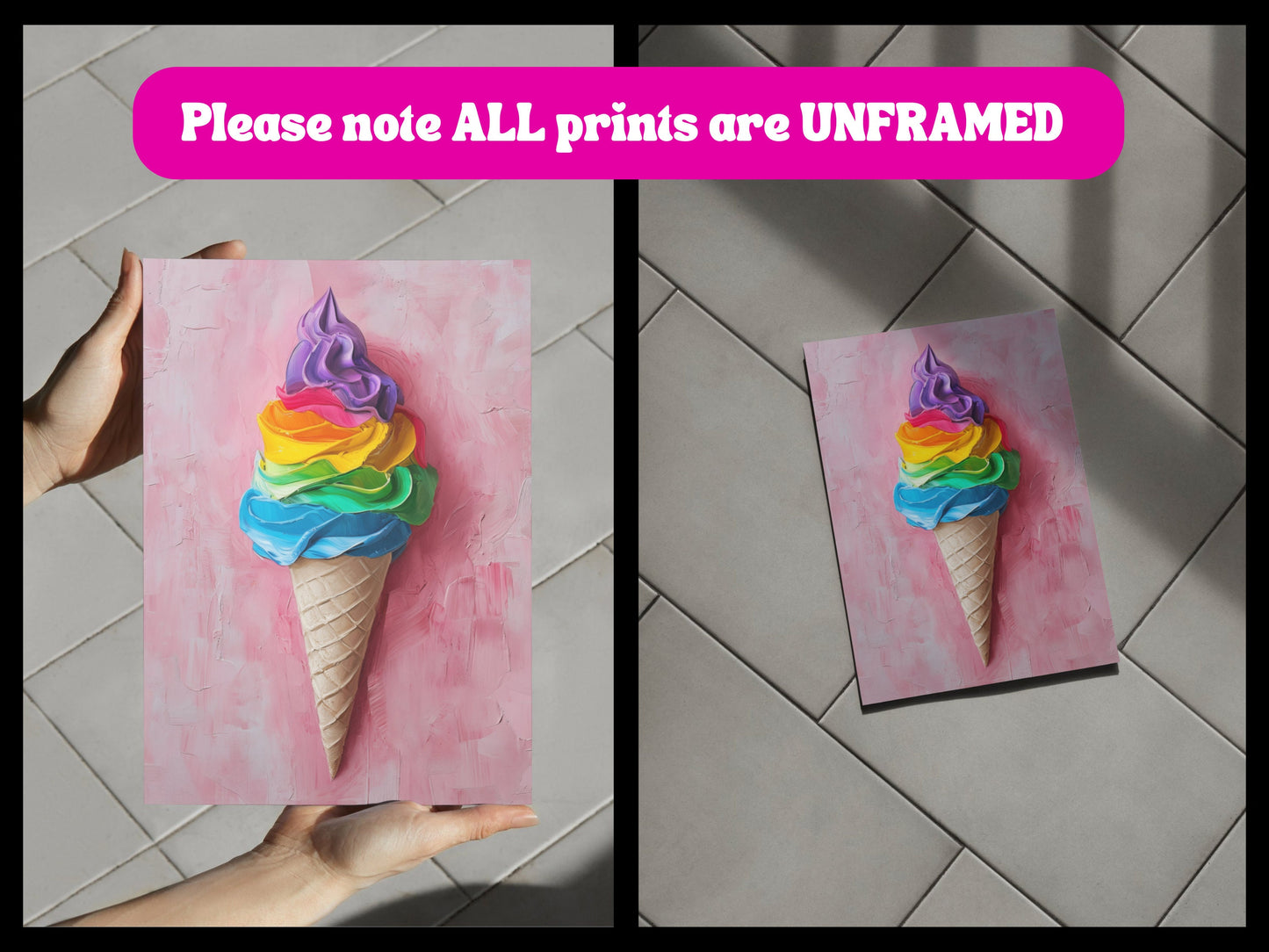 Pride Ice Cream Art Print, Rainbow LGBTQ Art, Queer Home Decor, Colourful Ice Cream Poster, LGBTQ Wall Art, Pride Gift Idea
