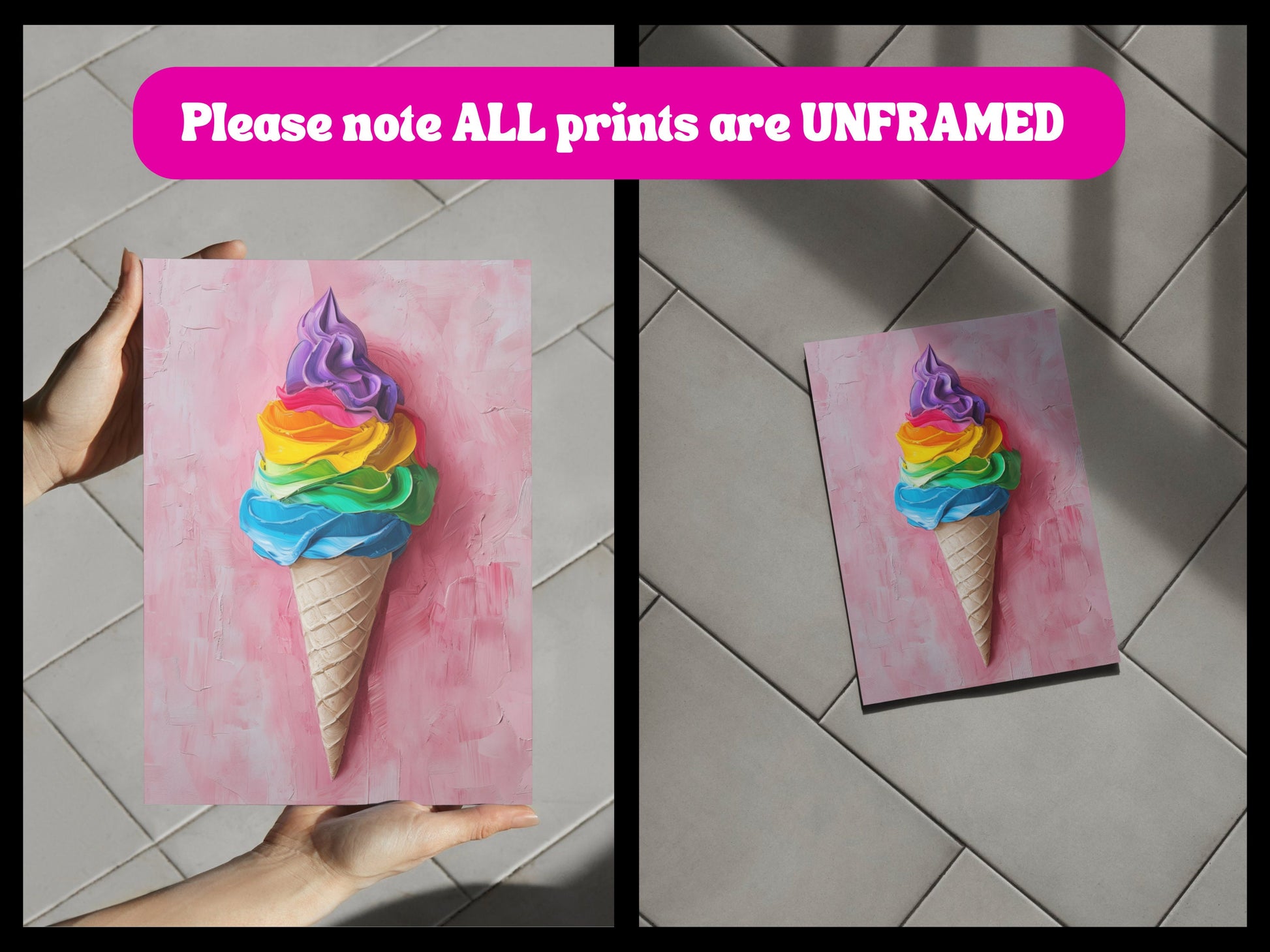 Pride Ice Cream Art Print, Rainbow LGBTQ Art, Queer Home Decor, Colourful Ice Cream Poster, LGBTQ Wall Art, Pride Gift Idea