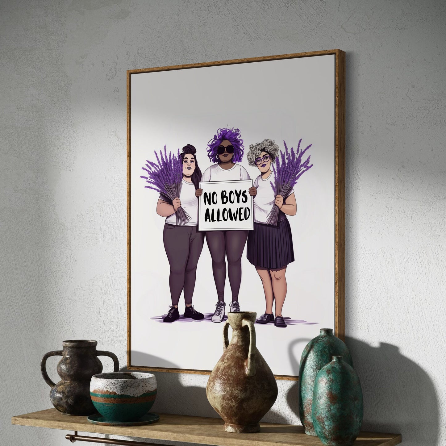 Lavender Menace Art Print - Feminist & Queer Pride Wall Art | No Boys Allowed | Premium 200gsm Matte Paper, Unframed LGBTQ+ Art