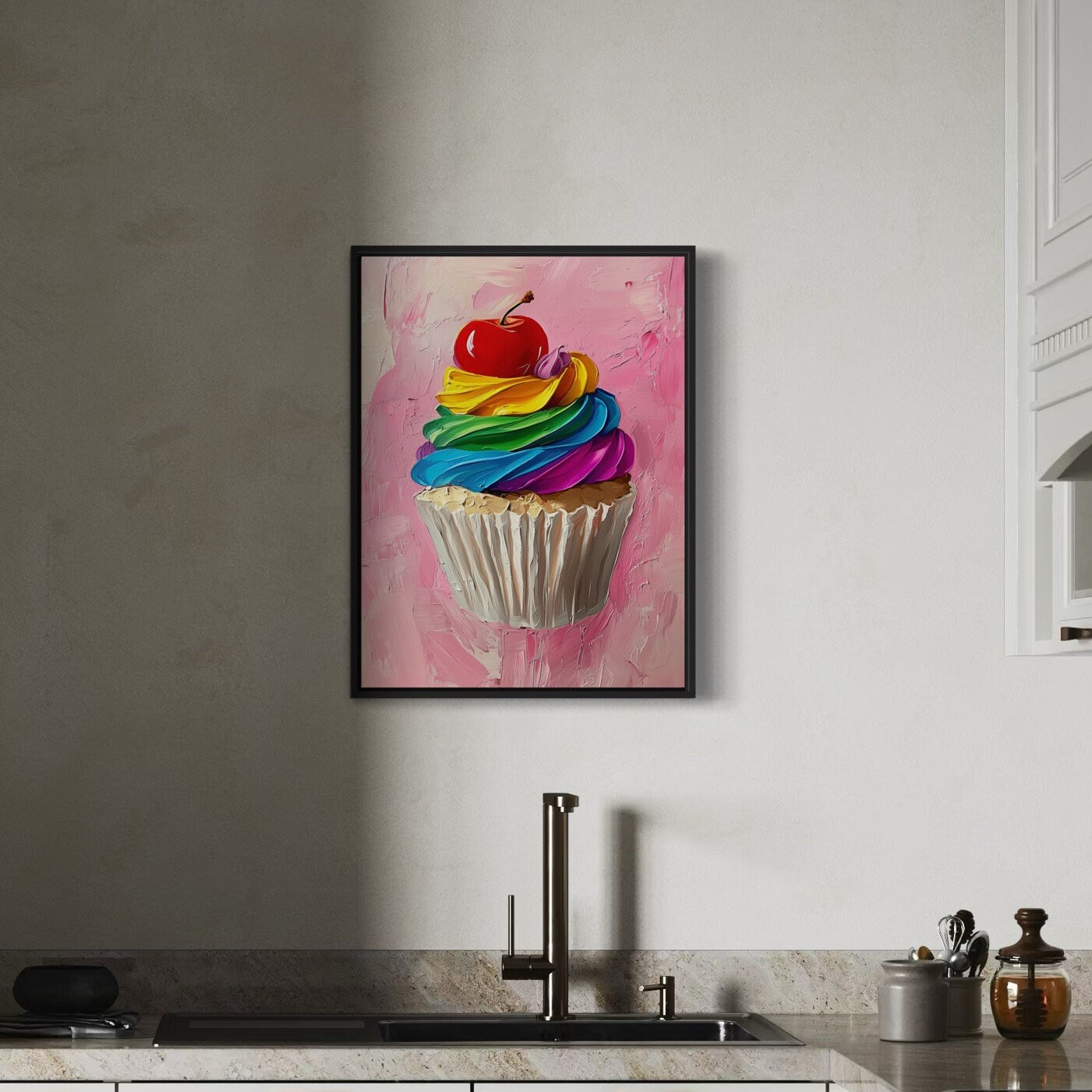 Pride Cupcake Art Print, Rainbow LGBTQ Art, Queer Home Decor, Colourful Cupcake Poster, LGBTQ Wall Art, Pride Gift Idea