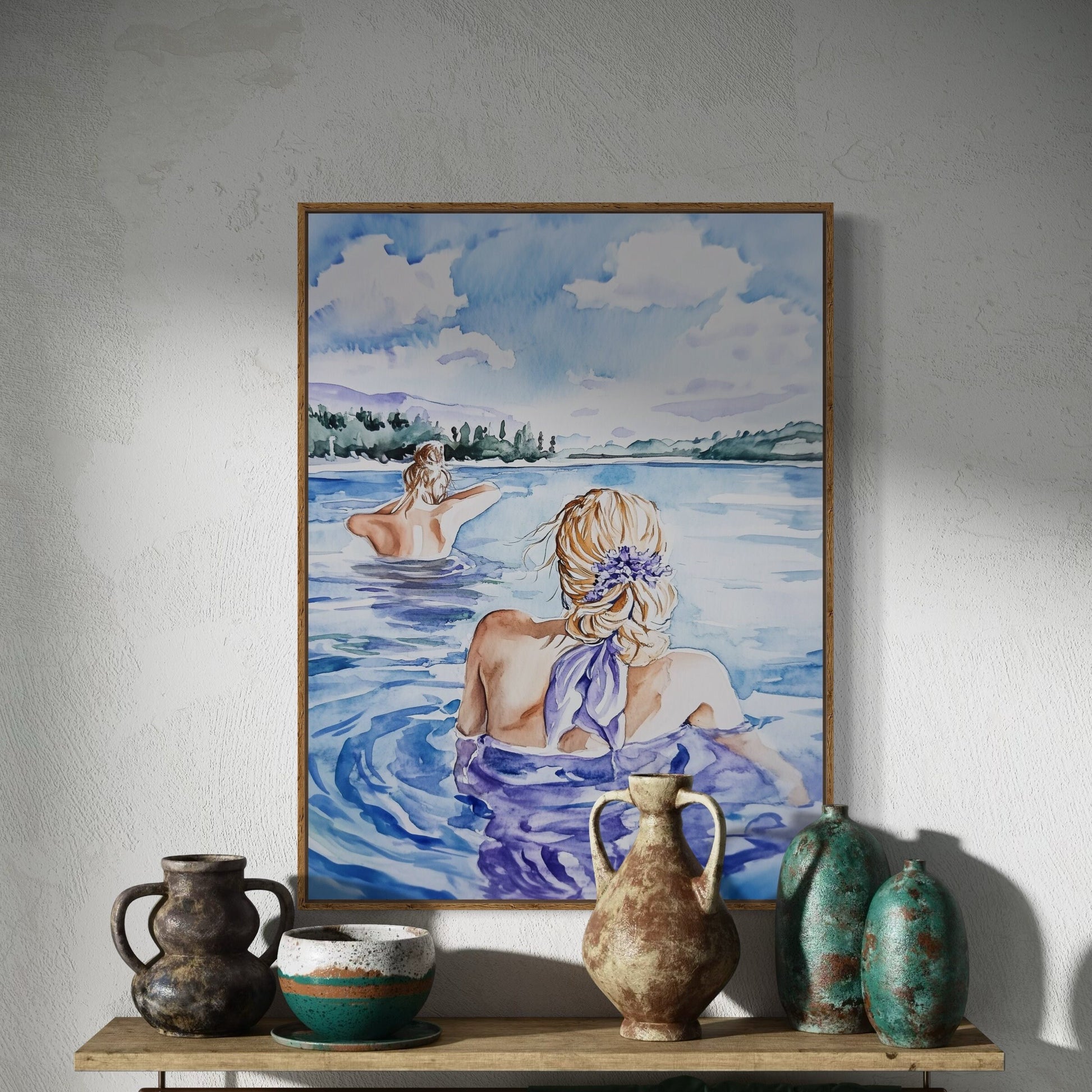 Whispers in the Water Sapphic Art Print | Lavender Menace-Inspired Queer Art | Celebrating Love and Connection | Premium Unframed Wall Decor