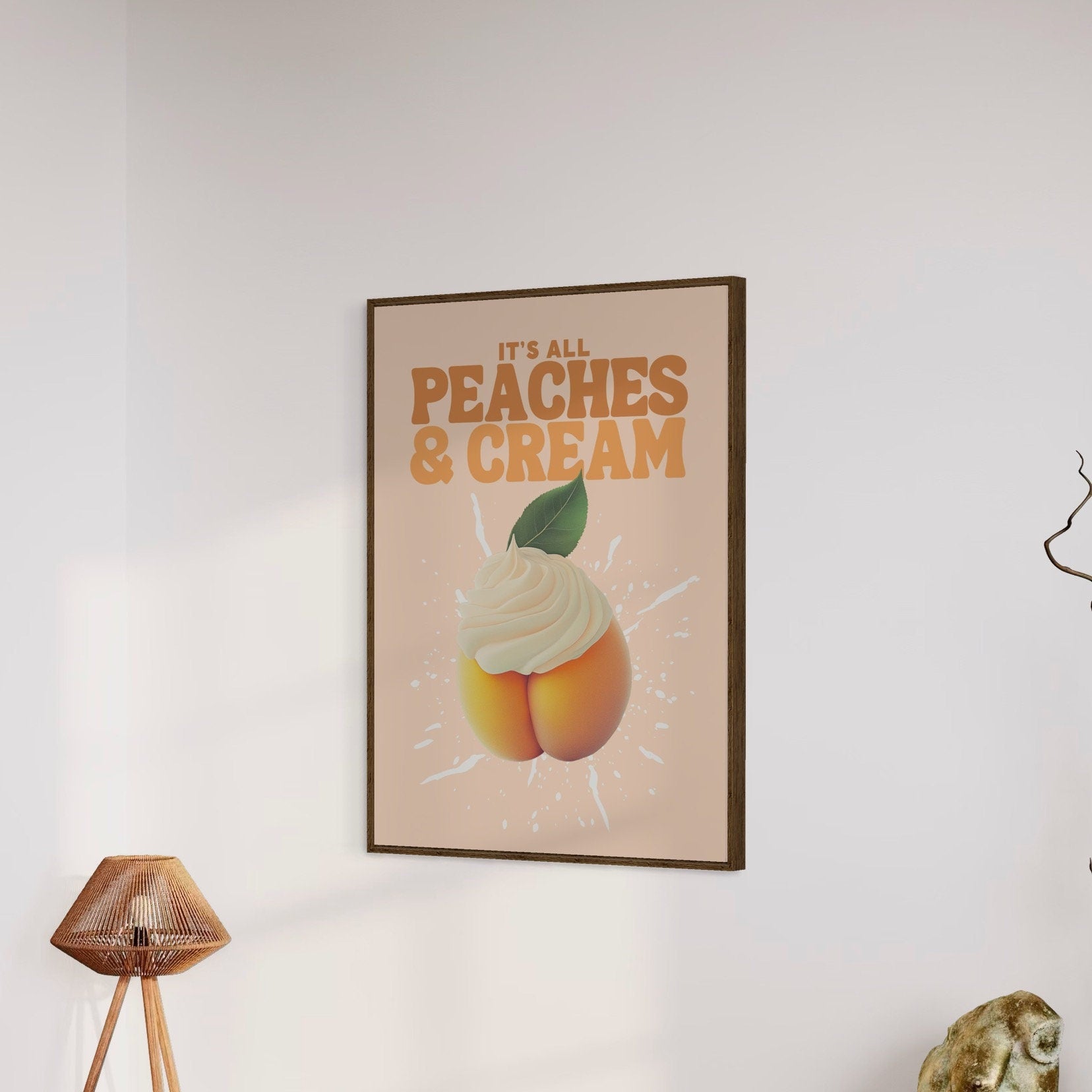 It’s All Peaches & Cream – Playful Peach Art Print | Fun and Flirty, LGBTQ Wall Art | 200gsm Premium Matte Paper | Unframed Peach Decor