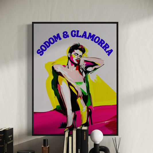 Sodom & Glamorra | Bold LGBTQ+ Art Print | Colourful Queer Wall Art | Premium 200gsm Matte Paper Art Print | Funny Gay Pride Gift