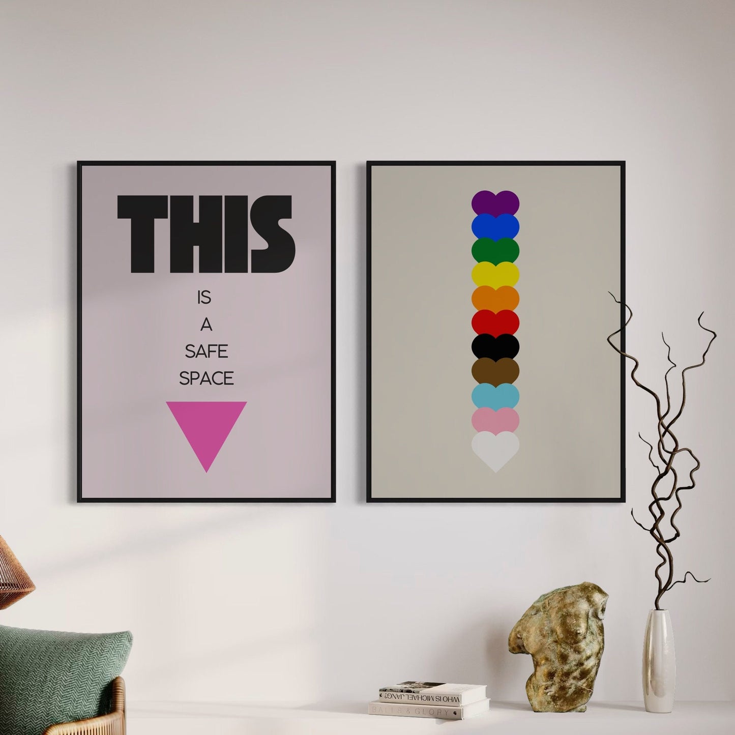 Safe Space Signal – LGBTQ+ Inclusive Wall Art Print | 200gsm Premium Matte Paper | Pink Unframed Poster for Home or Office | Inclusive Decor
