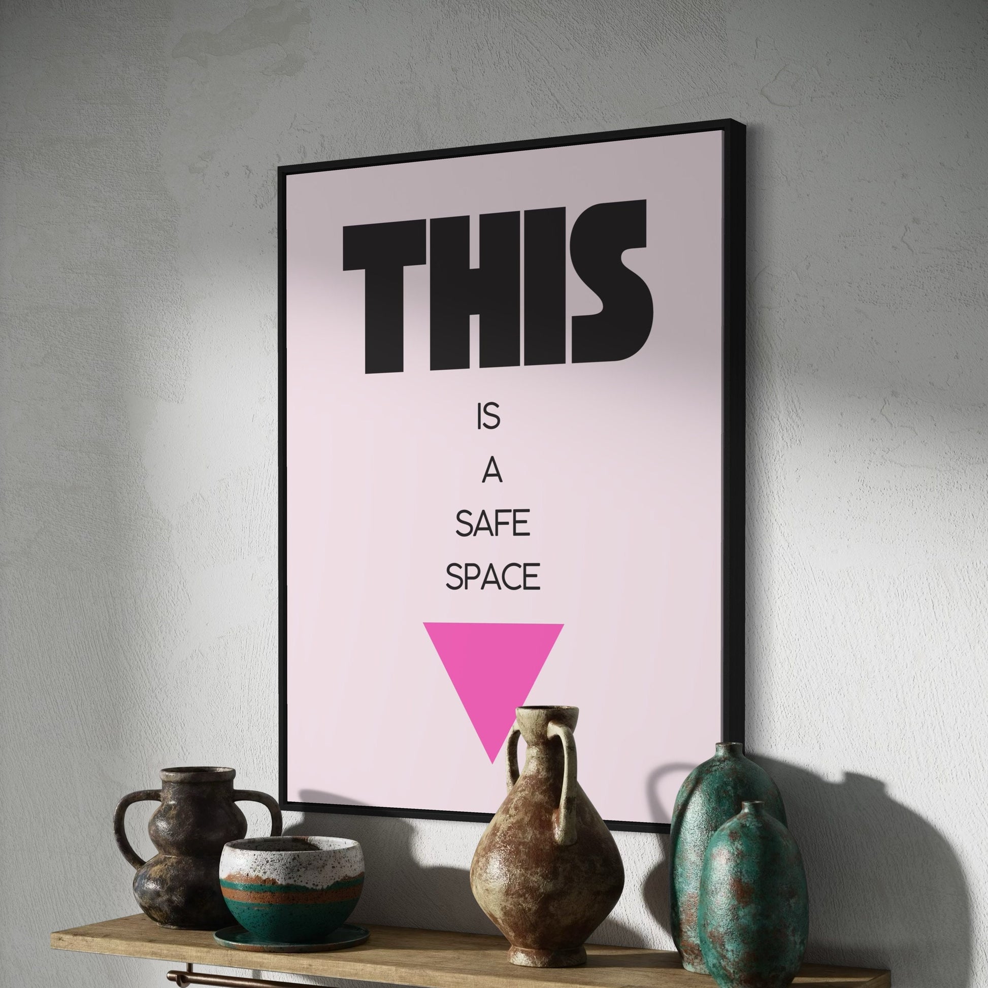 Safe Space Signal – LGBTQ+ Inclusive Wall Art Print | 200gsm Premium Matte Paper | Pink Unframed Poster for Home or Office | Inclusive Decor