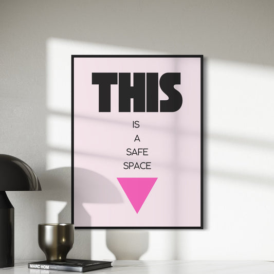Safe Space Signal – LGBTQ+ Inclusive Wall Art Print | 200gsm Premium Matte Paper | Pink Unframed Poster for Home or Office | Inclusive Decor