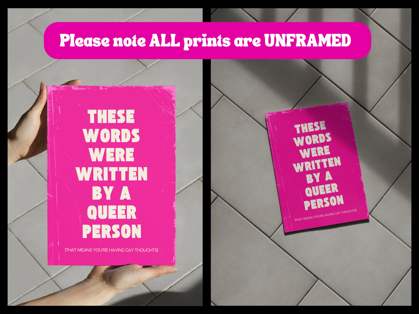 Welcome to a Queer World (Pink) | Bold Queer Artist Print | LGBTQ+ Visibility | Thought-Provoking Home Decor | 200gsm Matte Paper | Unframed