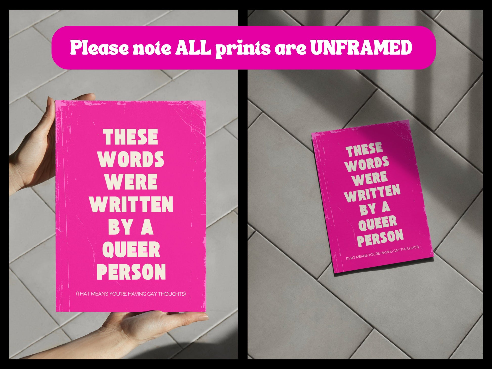 Welcome to a Queer World (Pink) | Bold Queer Artist Print | LGBTQ+ Visibility | Thought-Provoking Home Decor | 200gsm Matte Paper | Unframed