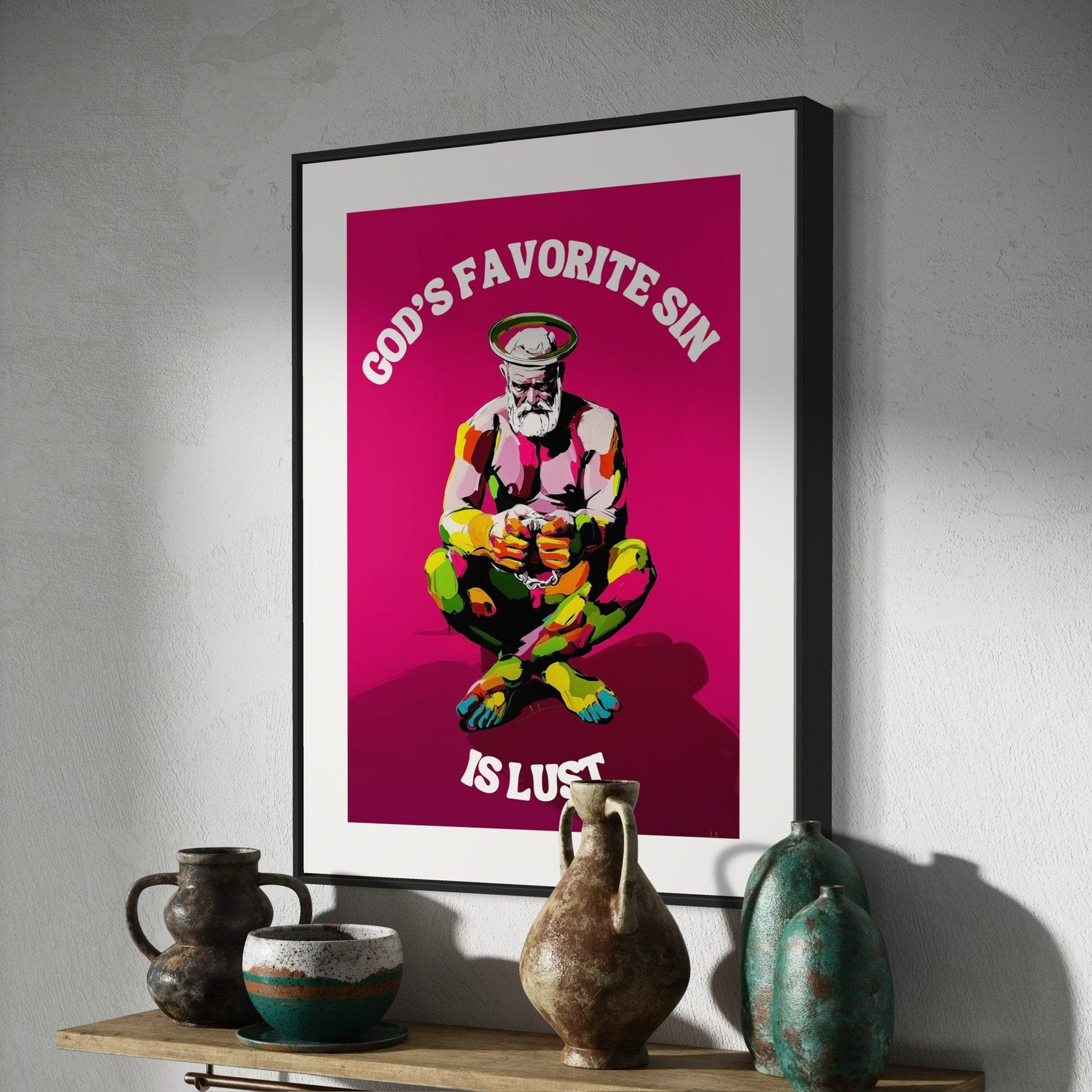 God's Favorite Sin is Lust | Bold Queer Art | Premium Matte Print | LGBTQ Artwork | Gift for Queer community, Unframed Wall Art
