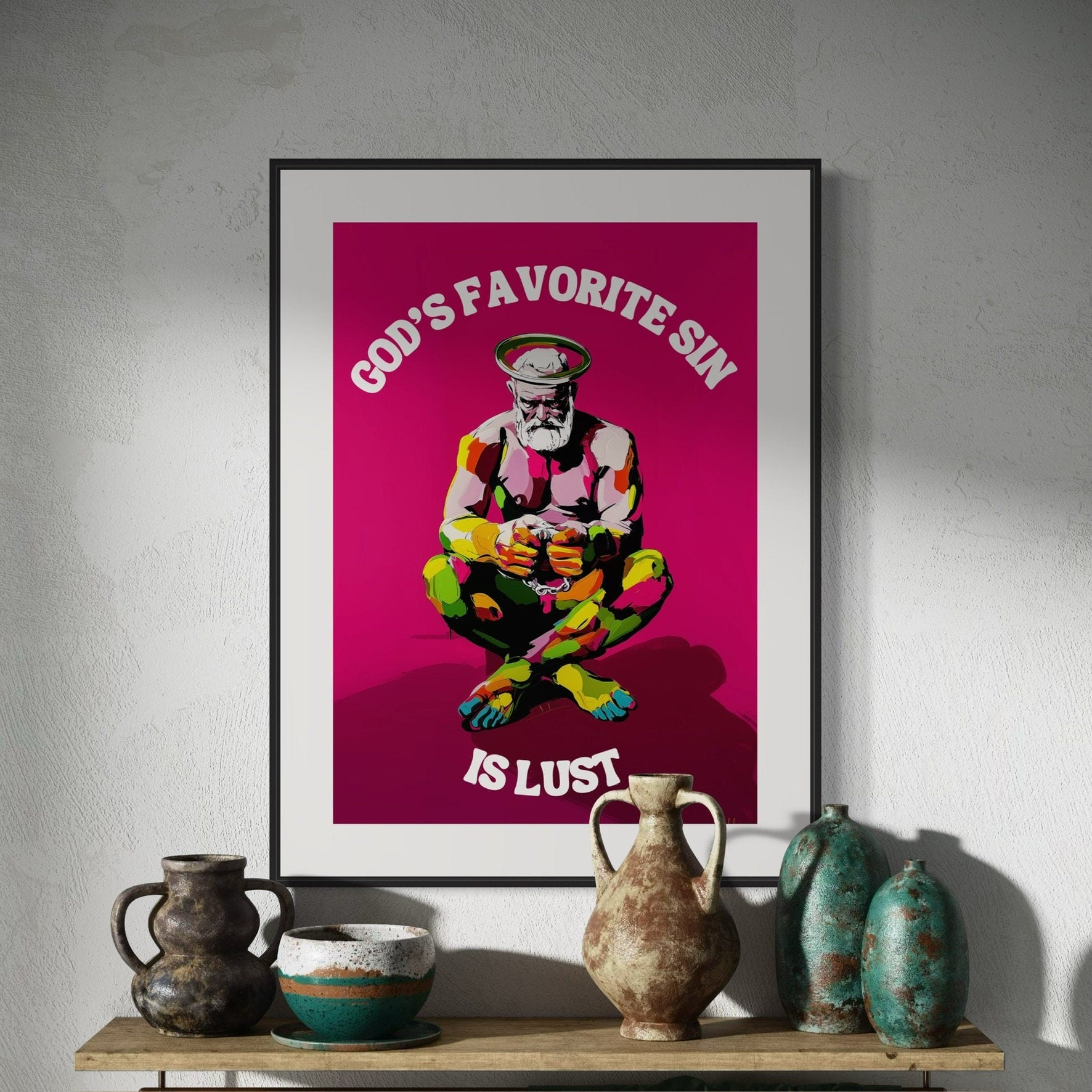 God's Favorite Sin is Lust | Bold Queer Art | Premium Matte Print | LGBTQ Artwork | Gift for Queer community, Unframed Wall Art