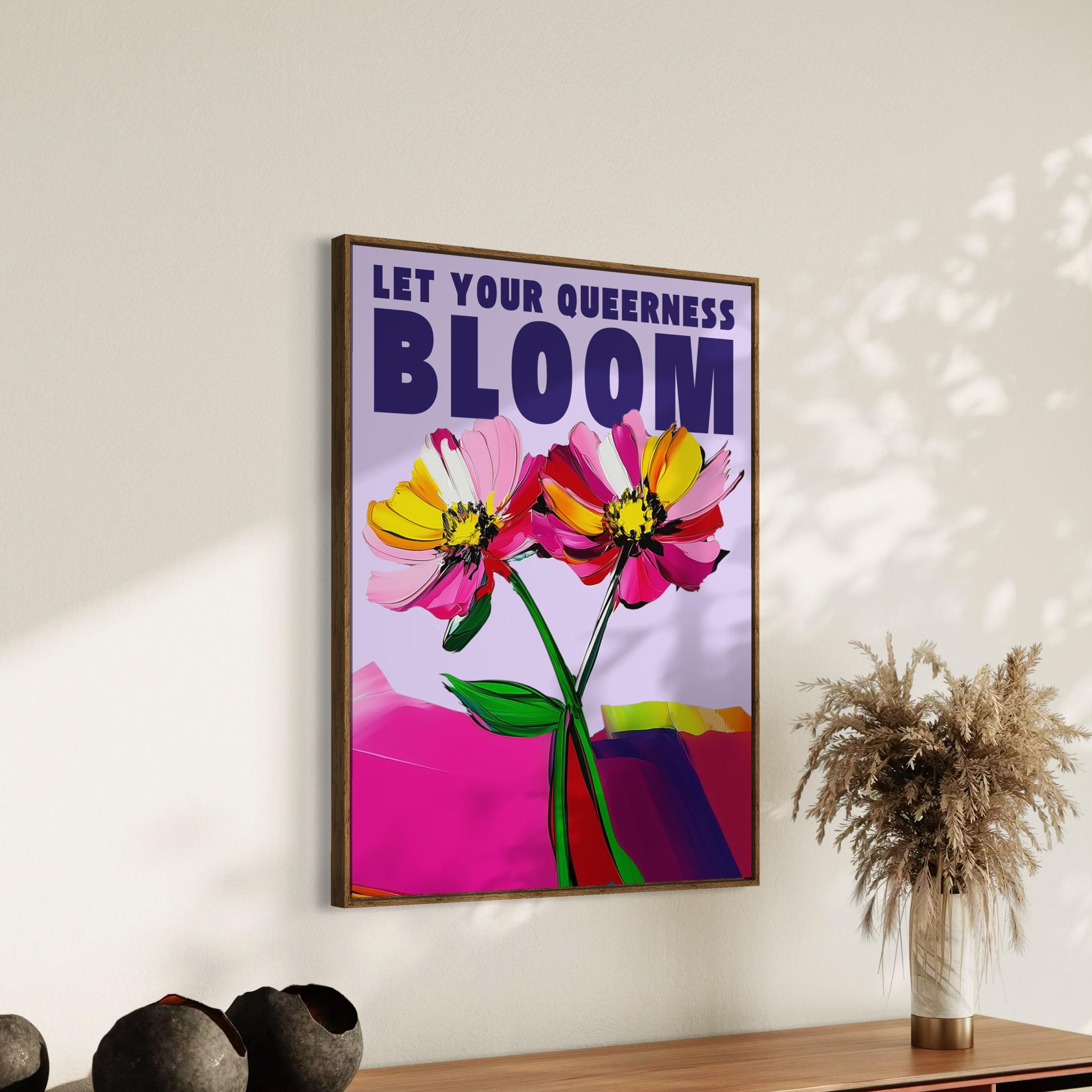 Let Your Queerness Bloom – LGBTQ+ Flower Art Print, Bold Queer Pride Wall Decor, Premium 200gsm Matte Print, Unframed