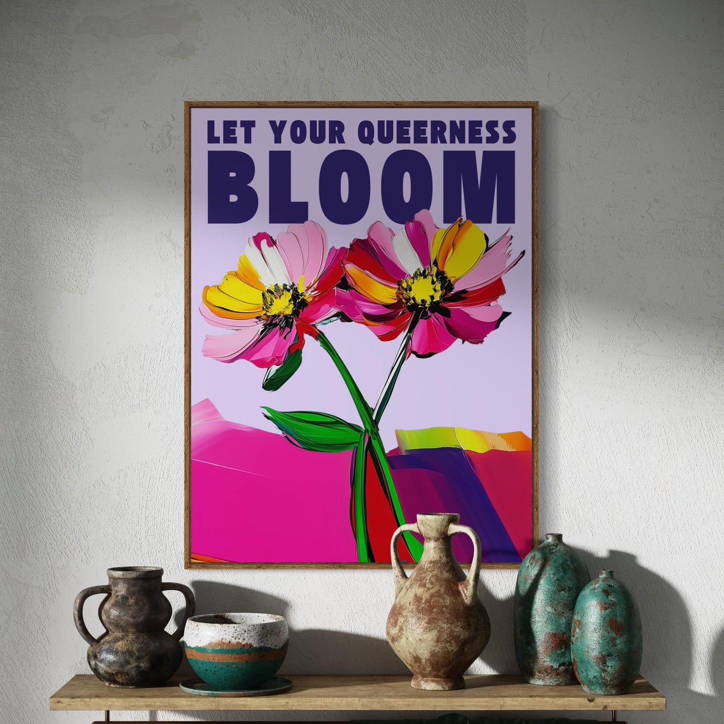 Let Your Queerness Bloom – LGBTQ+ Flower Art Print, Bold Queer Pride Wall Decor, Premium 200gsm Matte Print, Unframed