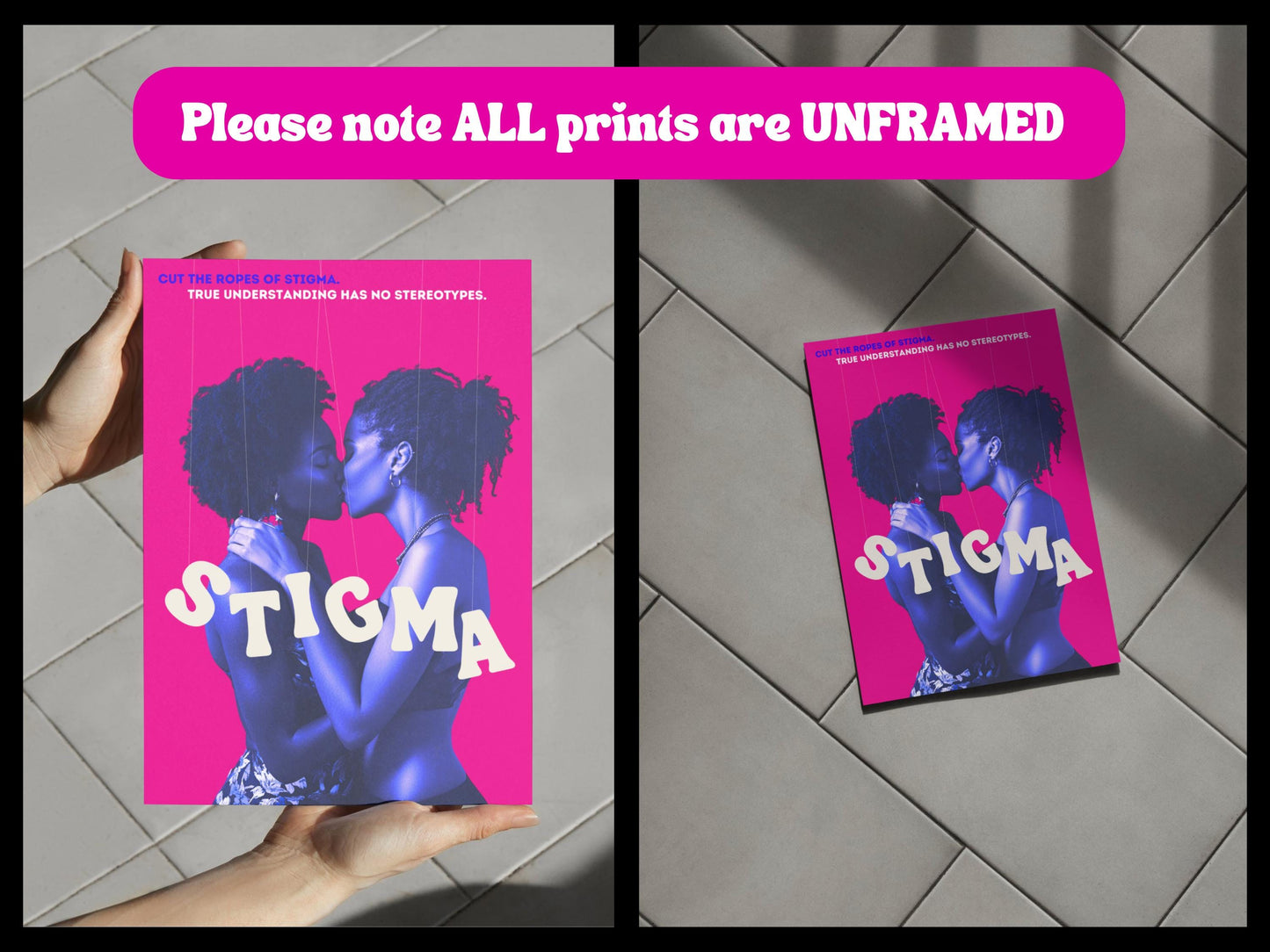 Love Beyond Stereotypes | Empowering Queer Art, LGBTQ+ Print, Lesbian Love Poster