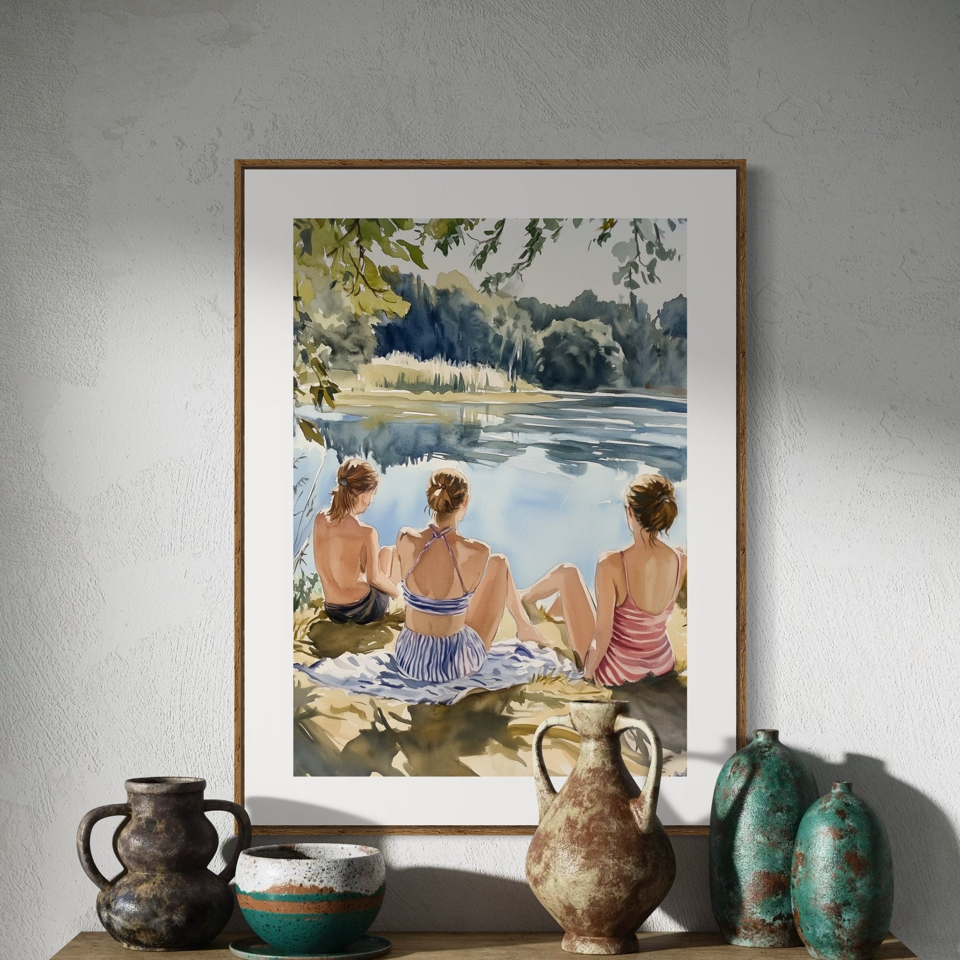 Sapphic Serenity by the Water - Queer Feminine Art Print | LGBTQ Pride Wall Art | Premium 200gsm Matte Paper, Unframed