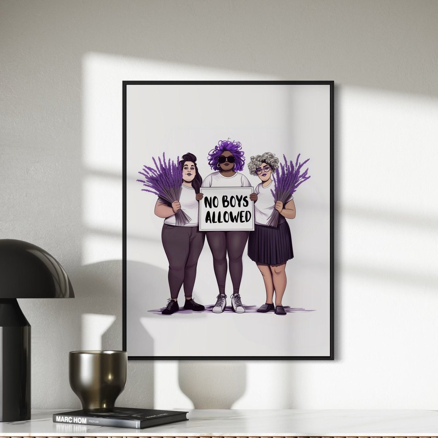 Lavender Menace Art Print - Feminist & Queer Pride Wall Art | No Boys Allowed | Premium 200gsm Matte Paper, Unframed LGBTQ+ Art