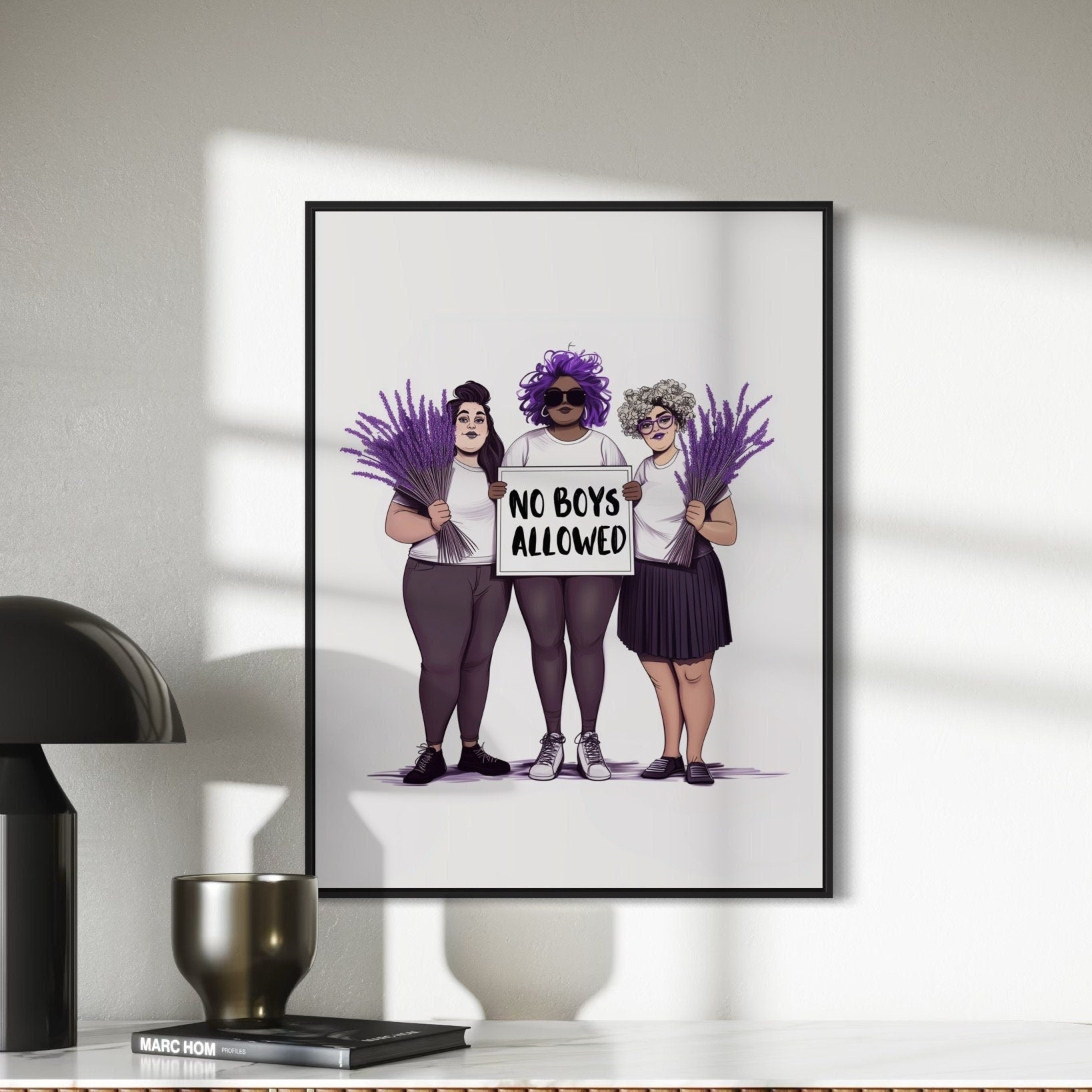 Lavender Menace Art Print - Feminist & Queer Pride Wall Art | No Boys Allowed | Premium 200gsm Matte Paper, Unframed LGBTQ+ Art