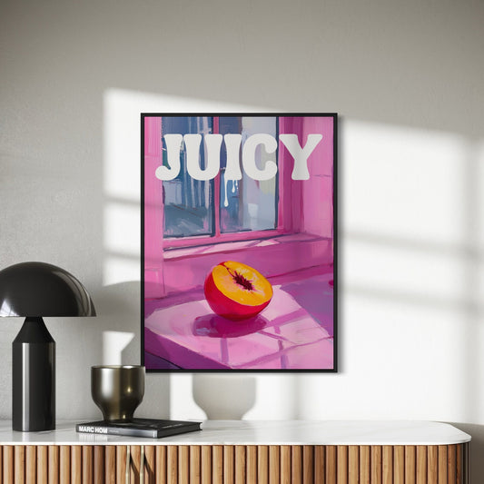 Juicy Delight - Playful Peach-Themed Art Print, Bold and Vibrant, Perfect for Adding a Fun Touch to Your Space - Unframed Premium Print