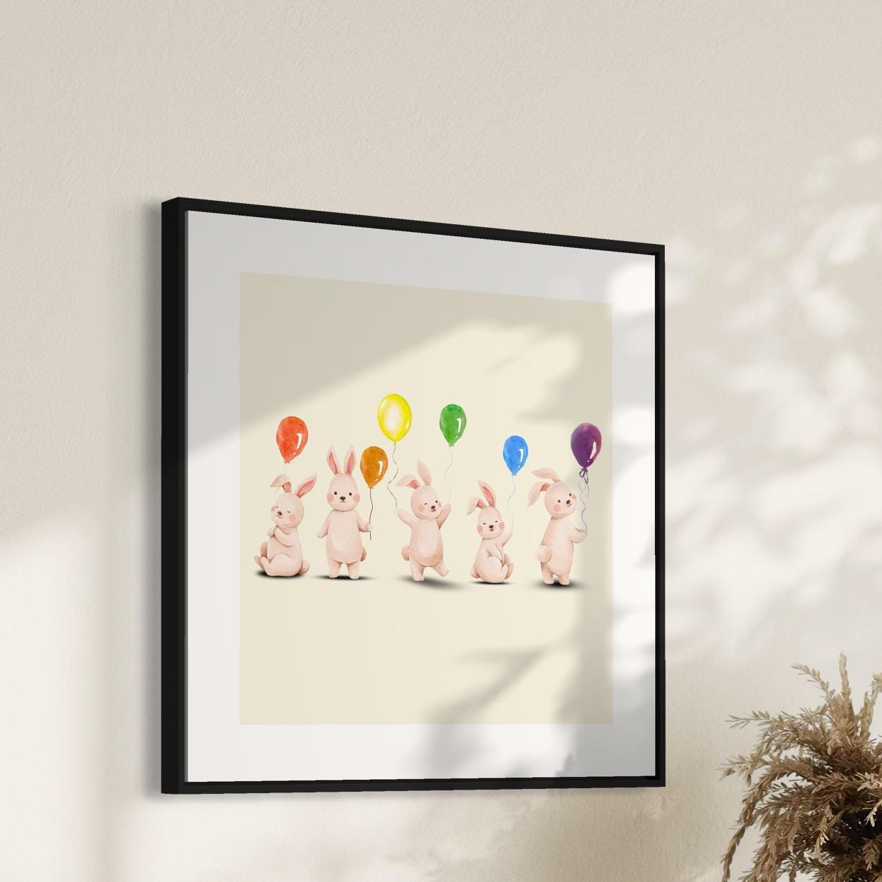 Rainbow Balloon Bunnies Print | Cute LGBTQ+ Art | Unframed Animal Art on Premium Matte Paper | Pride Celebration Decor for All Ages