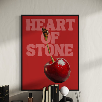 Heart of Stone, Bold Cherry-Themed Art Print, Playful and Vibrant Wall Decor for Your Home - Printed on Premium 200gsm Matte Paper, Unframed