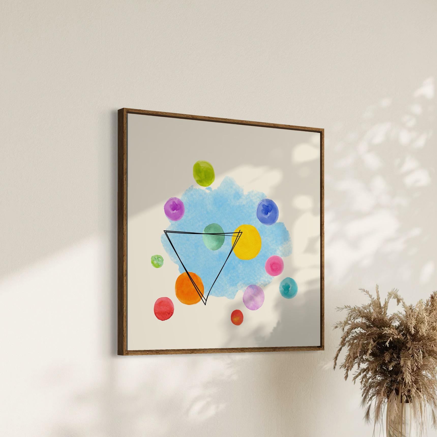 Unity in Colour | Abstract Watercolour Print with Geometric Triangle | Unframed Art for Home or Office Decor | 1 of 3 in Coordinated Set
