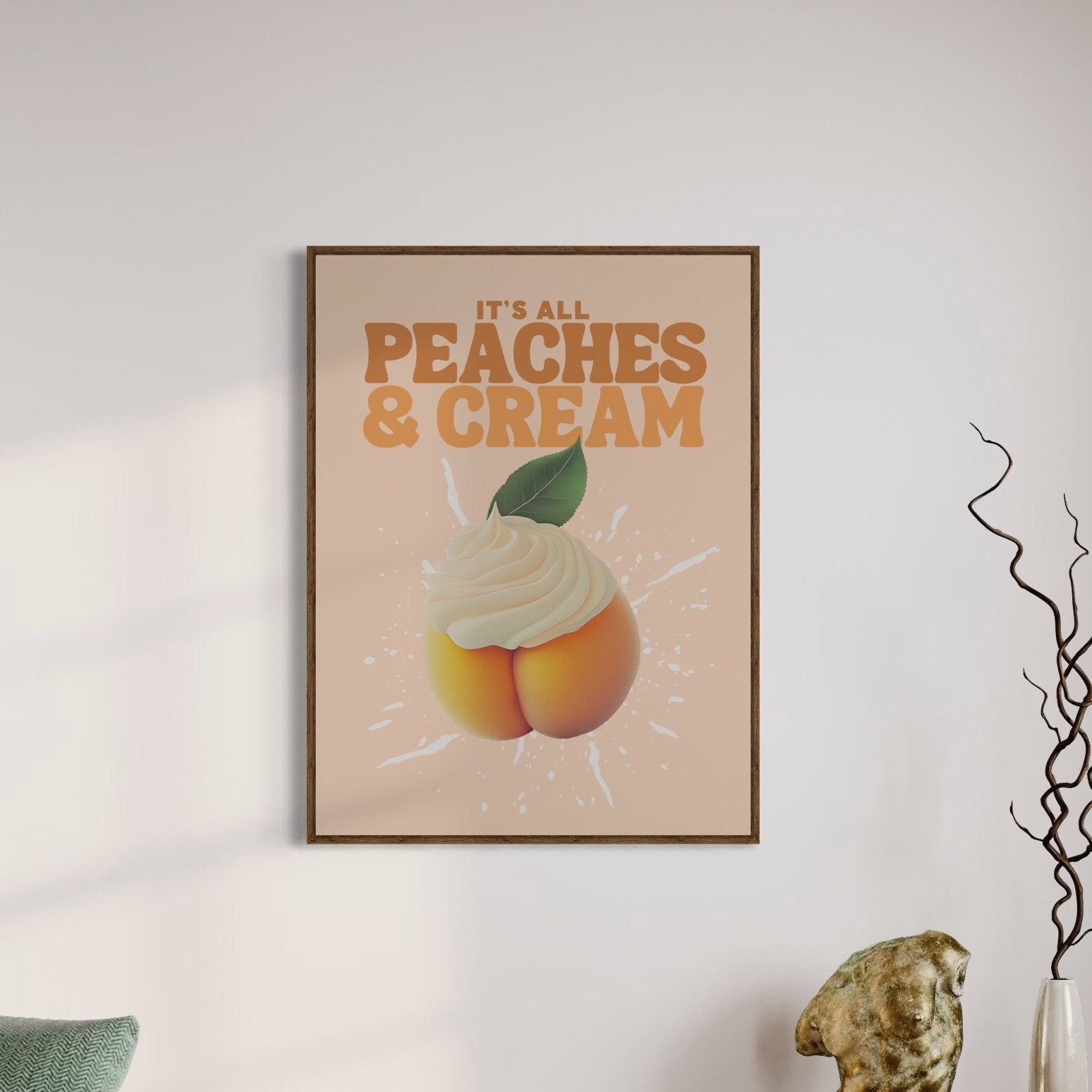 It’s All Peaches & Cream – Playful Peach Art Print | Fun and Flirty, LGBTQ Wall Art | 200gsm Premium Matte Paper | Unframed Peach Decor