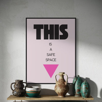Safe Space Signal – LGBTQ+ Inclusive Wall Art Print | 200gsm Premium Matte Paper | Pink Unframed Poster for Home or Office | Inclusive Decor