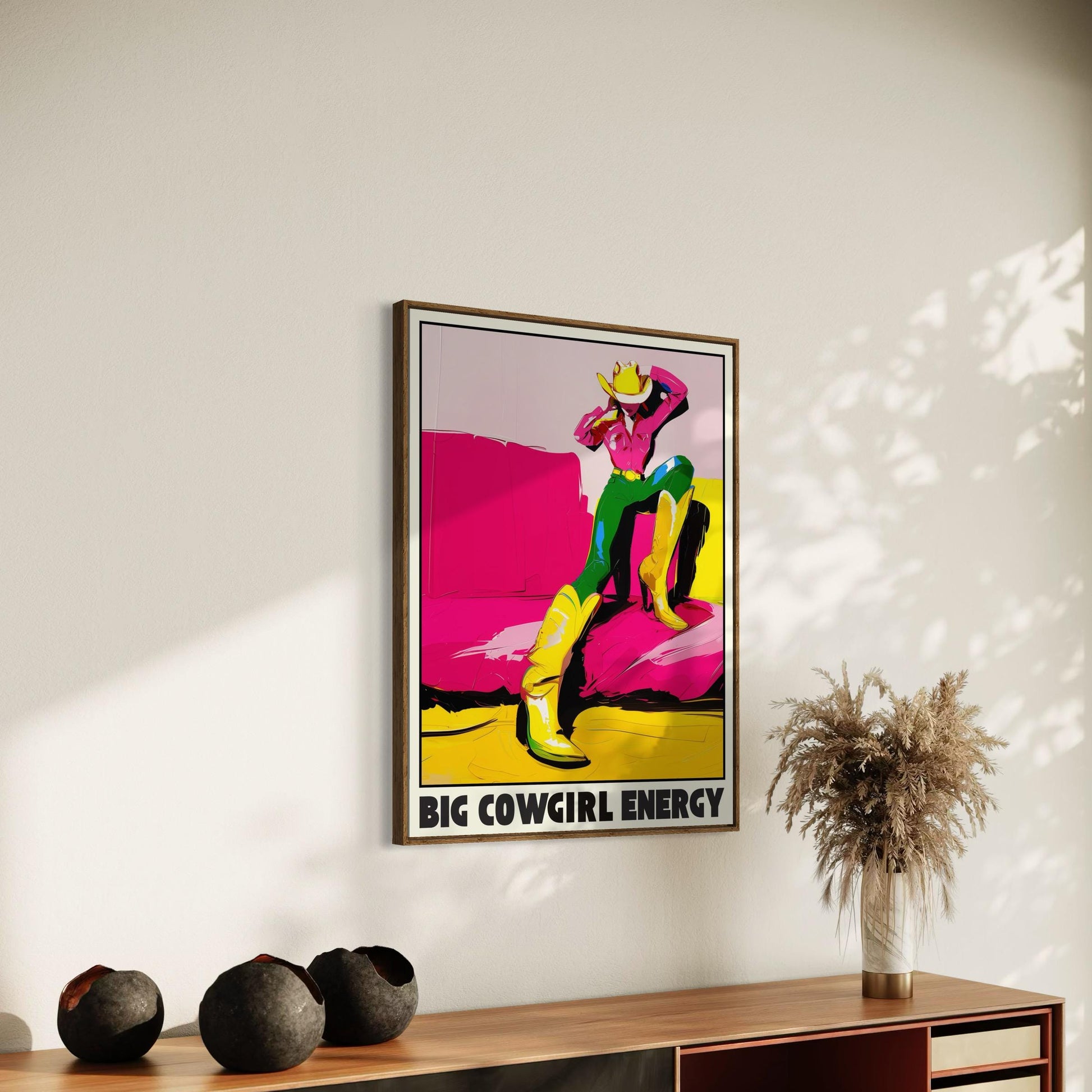 Big Cowgirl Energy Art Print | Bold Pop Art LGBTQ Pride Decor | Colourful Unframed Print on Premium Matte Paper | Statement Wall Art
