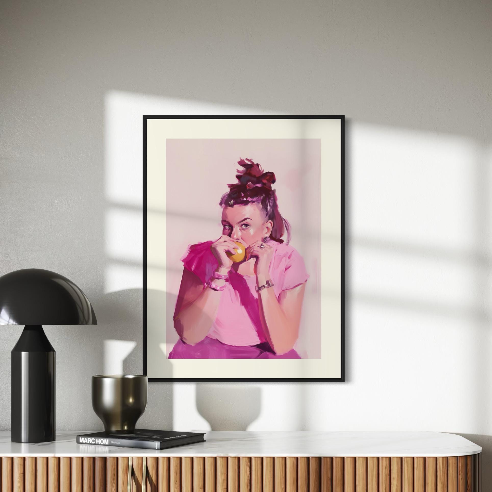 Lizzie - Modern Watercolour Portrait in Pink | Cozy, Contemporary and non-conformist | 200gsm Matte Unframed Wall Art, Unique Gift Idea
