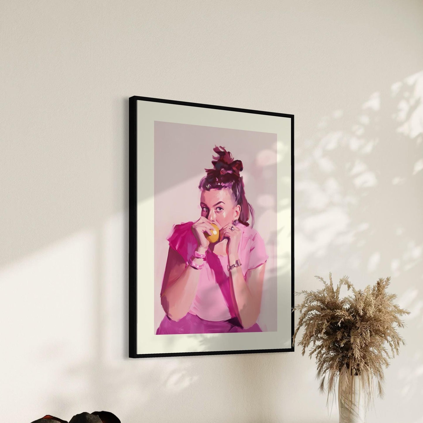 Lizzie - Modern Watercolour Portrait in Pink | Cozy, Contemporary and non-conformist | 200gsm Matte Unframed Wall Art, Unique Gift Idea