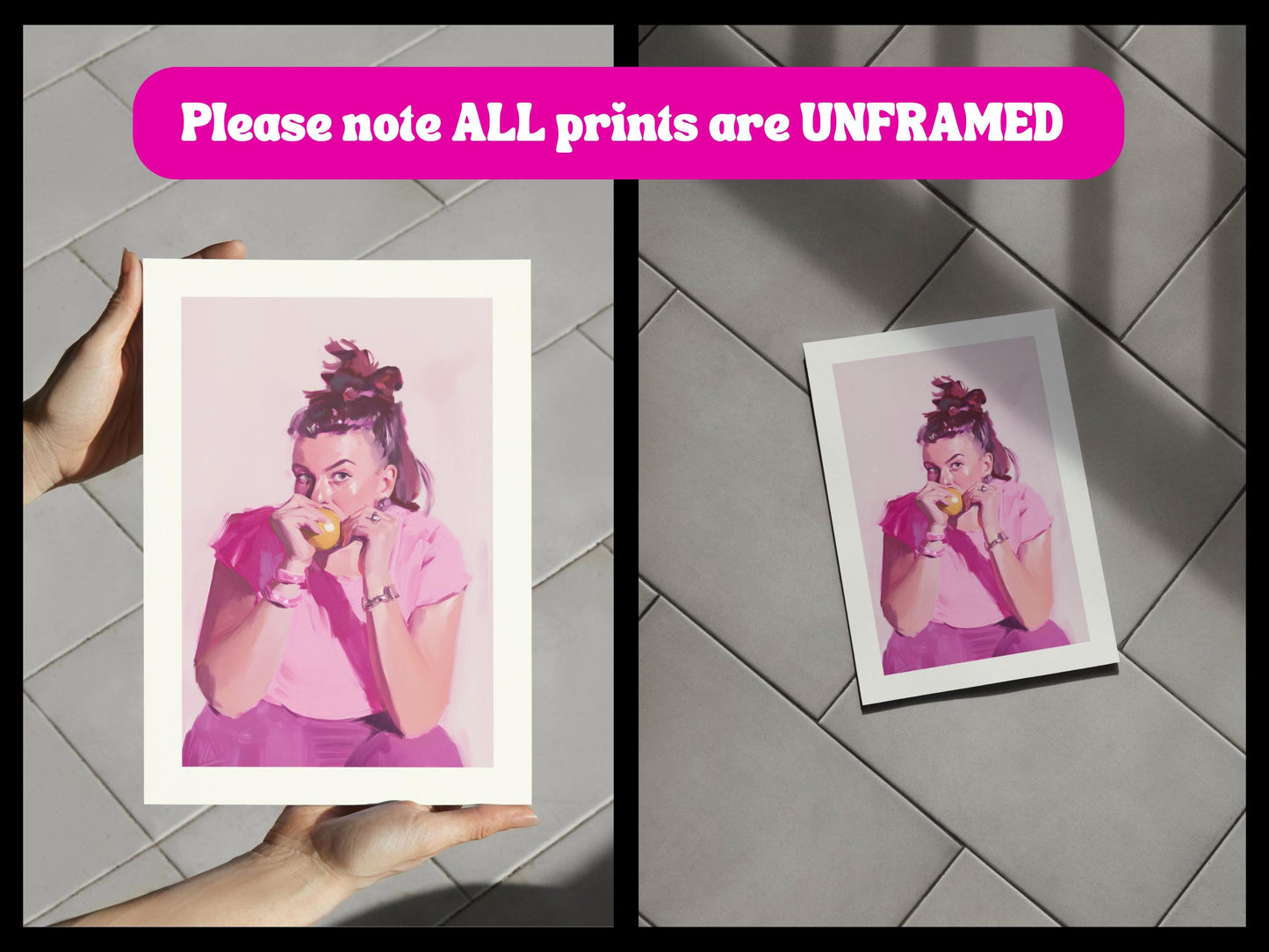 Lizzie - Modern Watercolour Portrait in Pink | Cozy, Contemporary and non-conformist | 200gsm Matte Unframed Wall Art, Unique Gift Idea