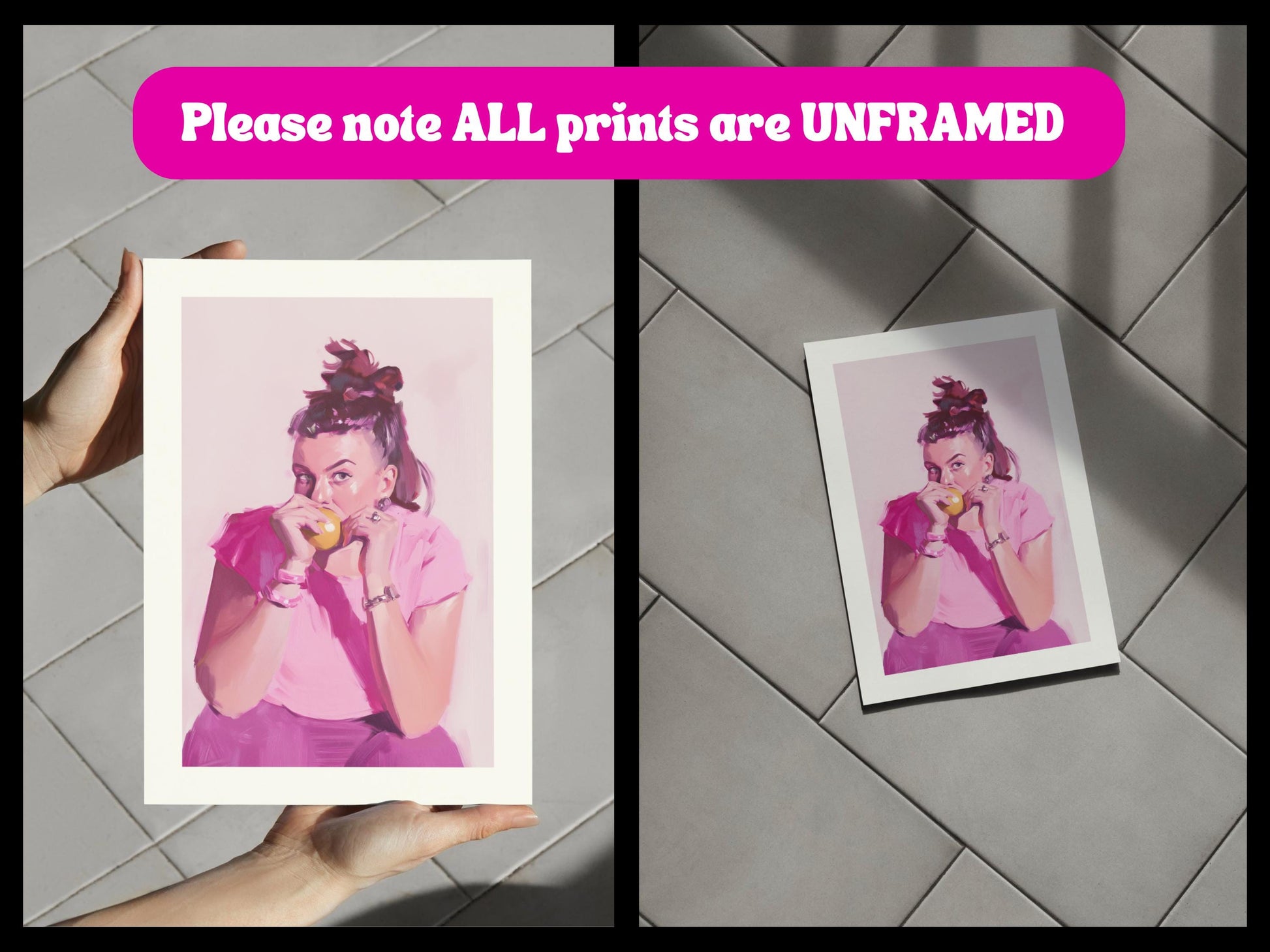 Lizzie - Modern Watercolour Portrait in Pink | Cozy, Contemporary and non-conformist | 200gsm Matte Unframed Wall Art, Unique Gift Idea