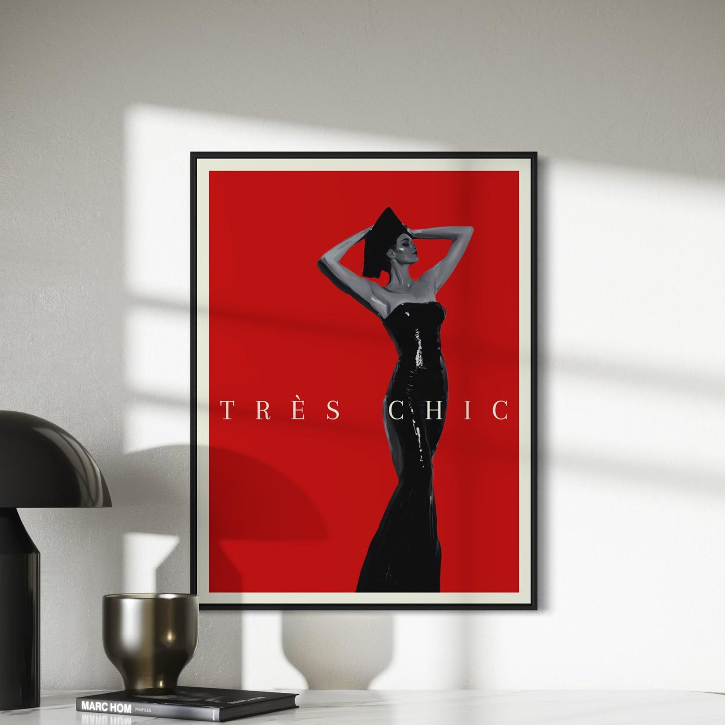 Très Chic - Fashion Art Print, Bold Red & Black, Modern Decor, 200gsm Matte Unframed Print, Stylish Wall Art, Perfect Gift for Trendsetters