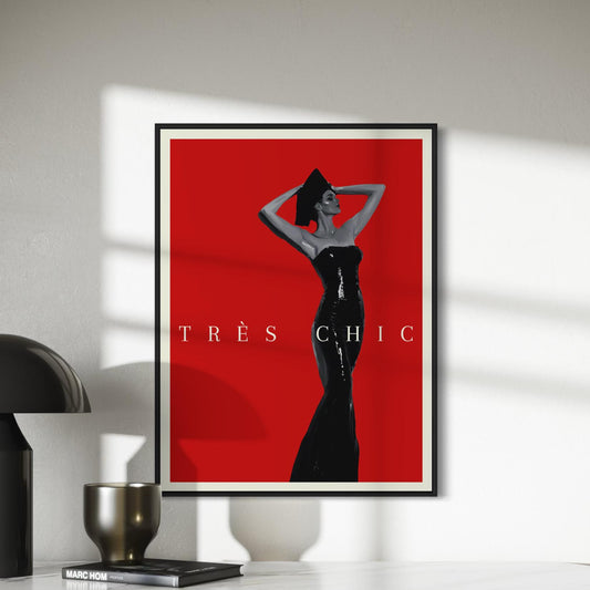 Très Chic - Fashion Art Print, Bold Red & Black, Modern Decor, 200gsm Matte Unframed Print, Stylish Wall Art, Perfect Gift for Trendsetters
