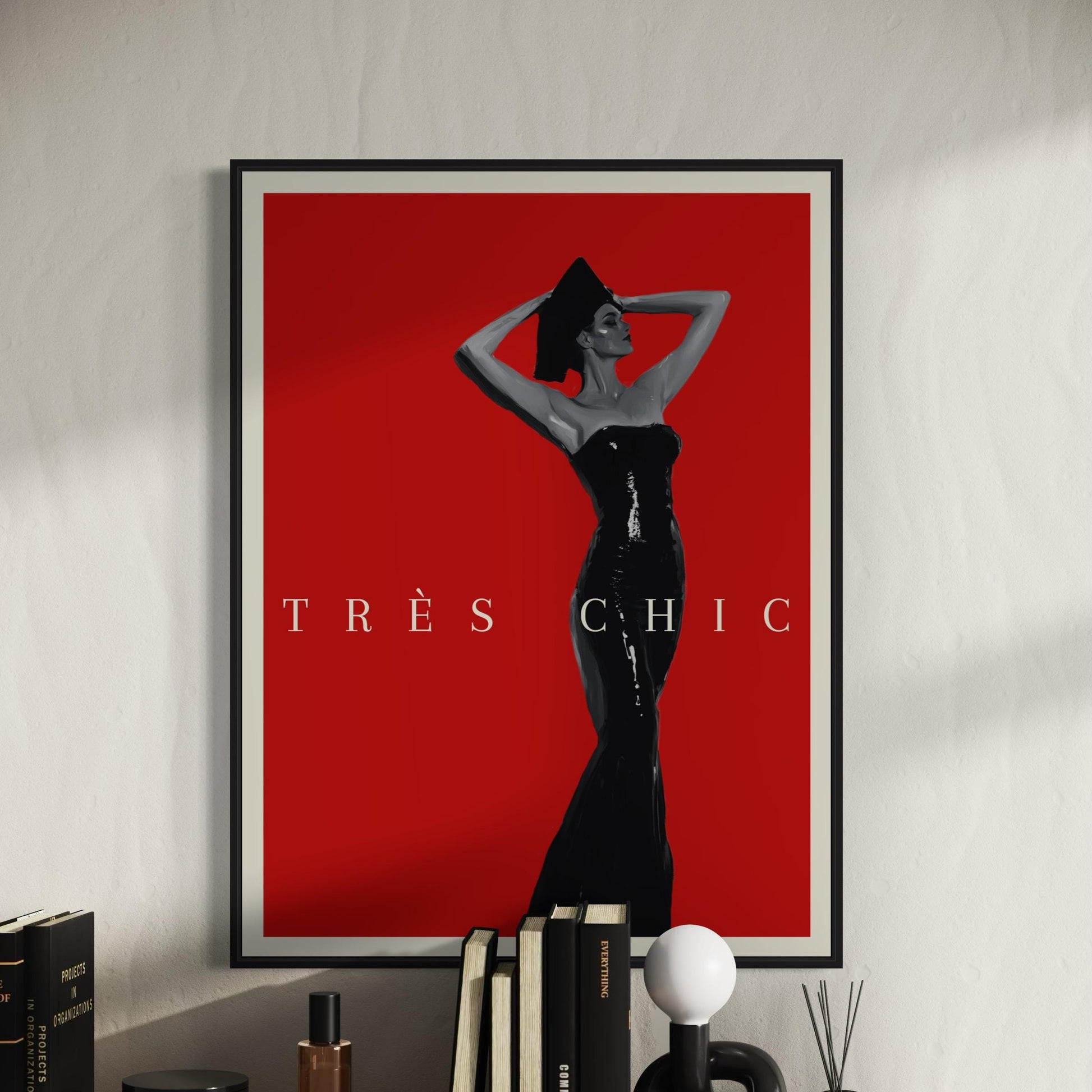 Très Chic - Fashion Art Print, Bold Red & Black, Modern Decor, 200gsm Matte Unframed Print, Stylish Wall Art, Perfect Gift for Trendsetters