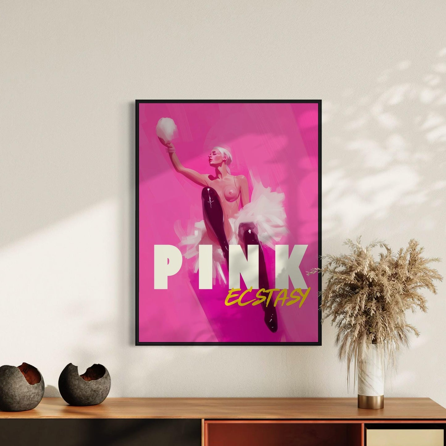 PINK Ecstasy Art Print - Bold LGBTQ Pop Art, Vibrant Pink Decor, Queer Wall Art, Sapphic Culture, 200gsm Matte Paper, Unframed
