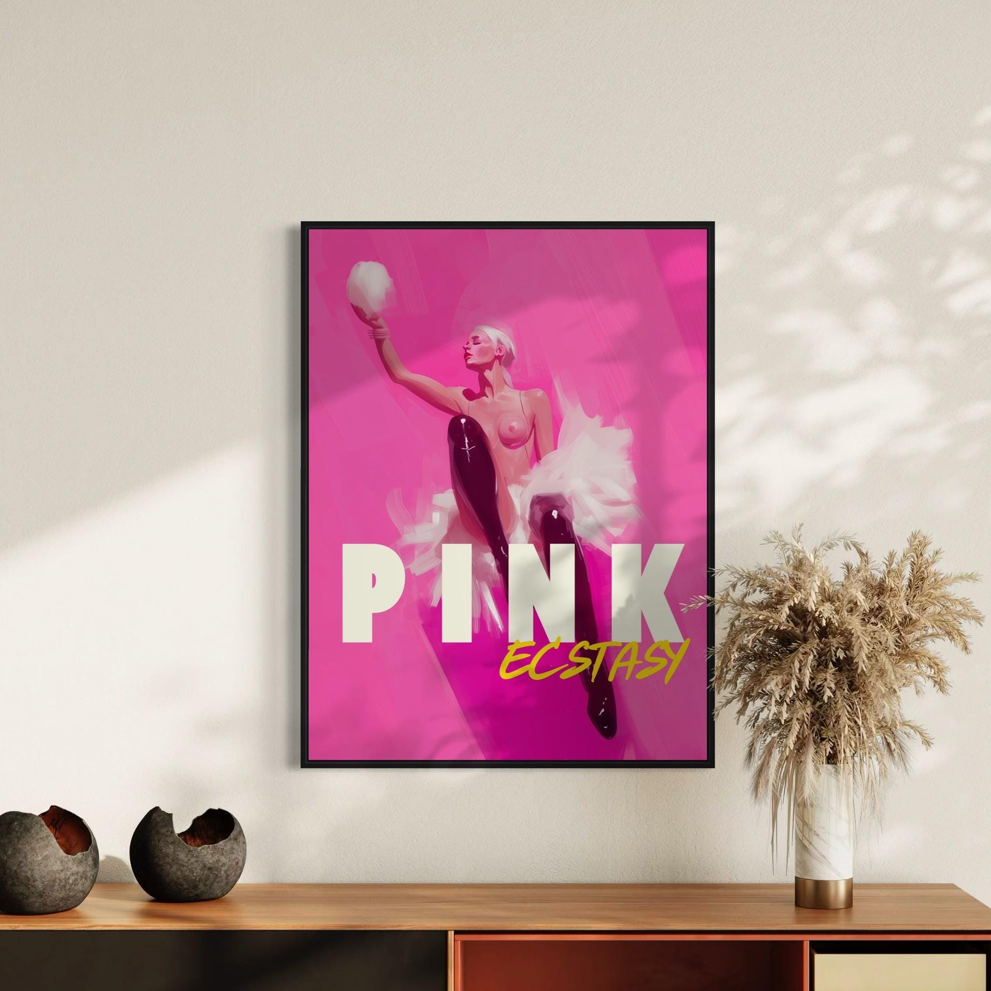 PINK Ecstasy Art Print - Bold LGBTQ Pop Art, Vibrant Pink Decor, Queer Wall Art, Sapphic Culture, 200gsm Matte Paper, Unframed