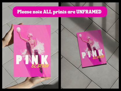 PINK Ecstasy Art Print - Bold LGBTQ Pop Art, Vibrant Pink Decor, Queer Wall Art, Sapphic Culture, 200gsm Matte Paper, Unframed