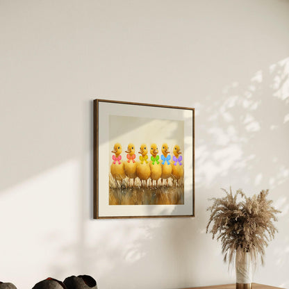 Adorable Pride Parade Ducklings Art Print | LGBTQ+ Wall Art | Cute Rainbow Ducklings with Bows | Unframed Print on Premium Matte Paper
