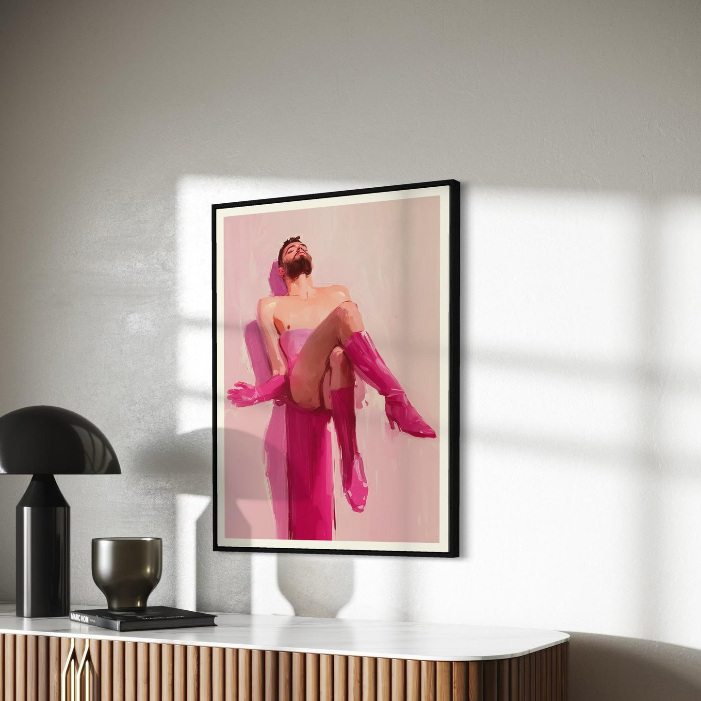 Non-Binary Pride Art Print - Pink Pedestal - Empowering LGBTQ Art, Pink Celebration of Gender Expression, 200gsm Matte Unframed Print