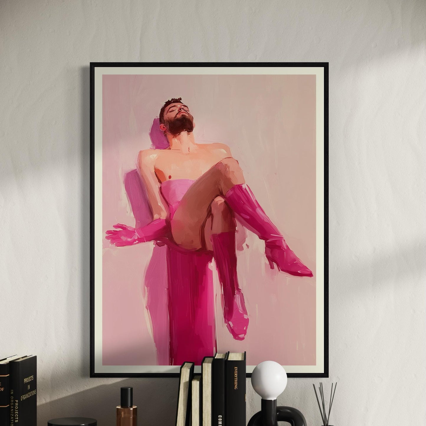 Non-Binary Pride Art Print - Pink Pedestal - Empowering LGBTQ Art, Pink Celebration of Gender Expression, 200gsm Matte Unframed Print