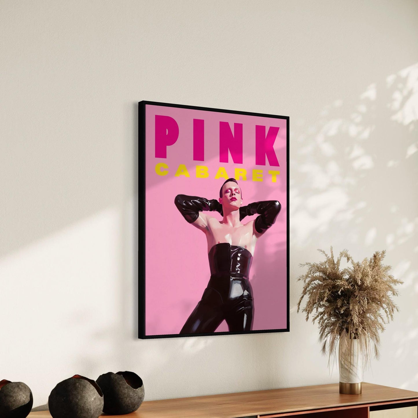 Pink Cabaret Artwork | Bold Queer Art Print Celebrating Leather & Pride | Unframed LGBTQ+ Poster for Modern Home Décor"