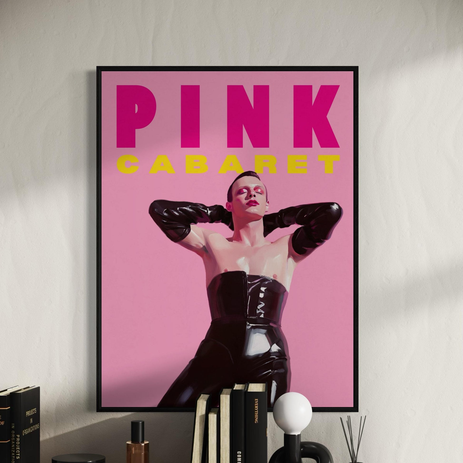 Pink Cabaret Artwork | Bold Queer Art Print Celebrating Leather & Pride | Unframed LGBTQ+ Poster for Modern Home Décor"