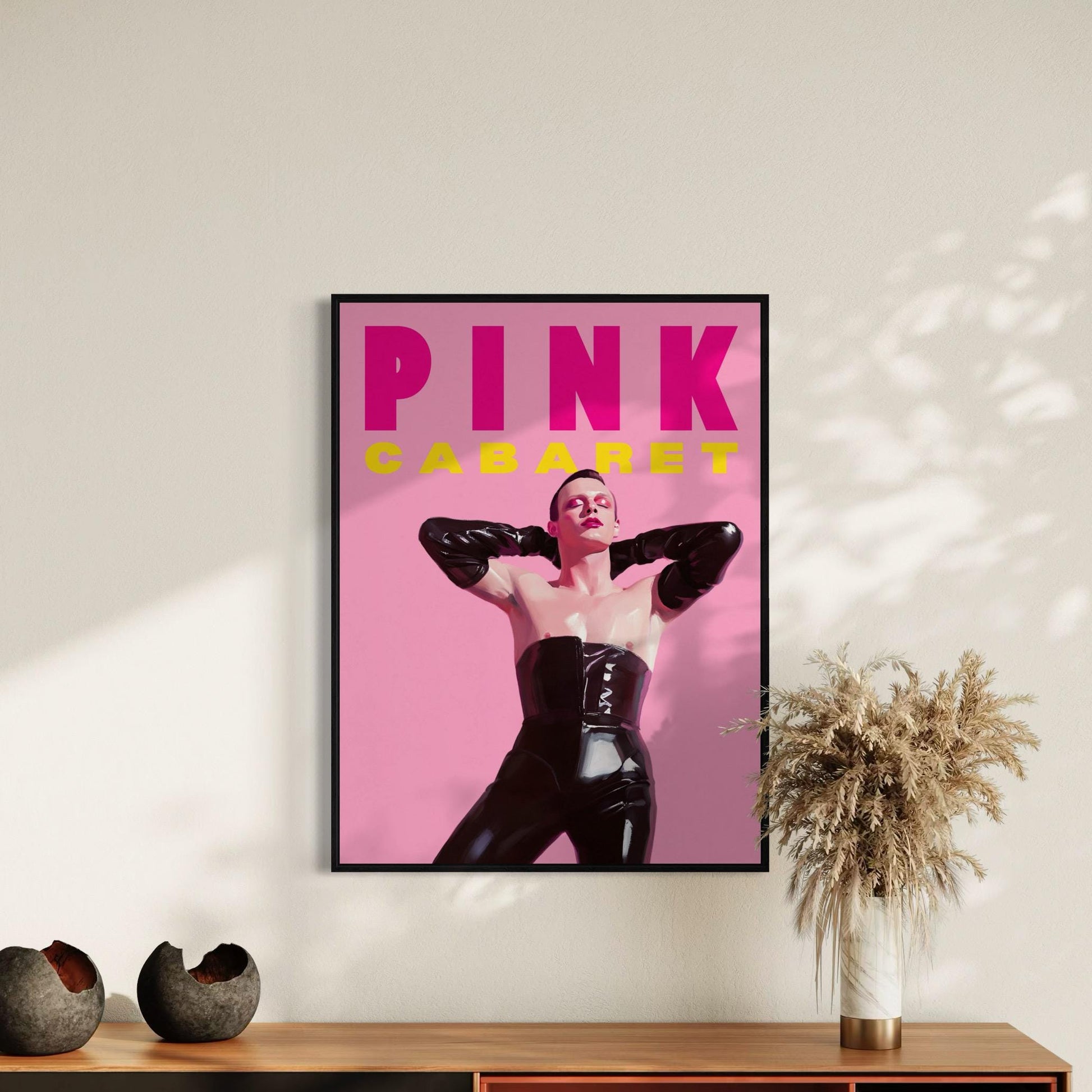 Pink Cabaret Artwork | Bold Queer Art Print Celebrating Leather & Pride | Unframed LGBTQ+ Poster for Modern Home Décor"