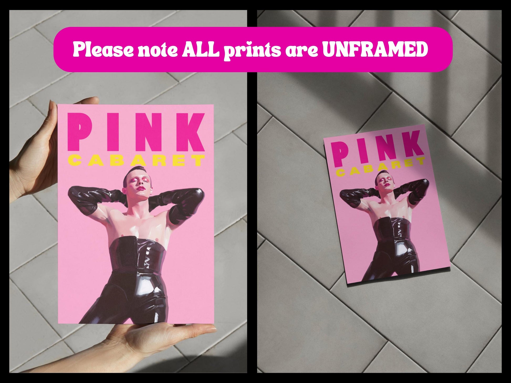 Pink Cabaret Artwork | Bold Queer Art Print Celebrating Leather & Pride | Unframed LGBTQ+ Poster for Modern Home Décor"