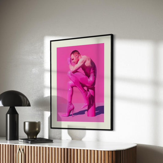 Pink Contemplation Queer Art Print | Bold LGBTQ+ Artwork | Premium Matte Unframed Wall Decor for Pride and Self-Expression