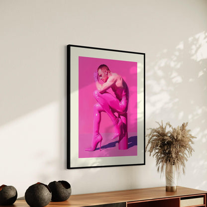 Pink Contemplation Queer Art Print | Bold LGBTQ+ Artwork | Premium Matte Unframed Wall Decor for Pride and Self-Expression